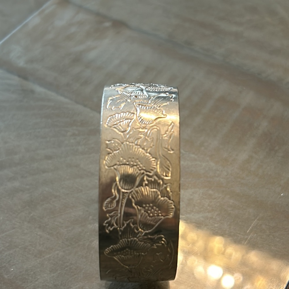 Vintage Engraved Pewter Adjustable Bracelet